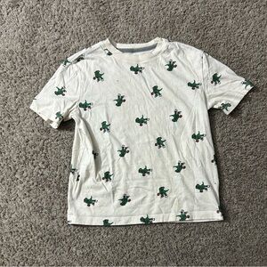 Old Navy Kids White Tee with Green Dinosaur BasketballPrint